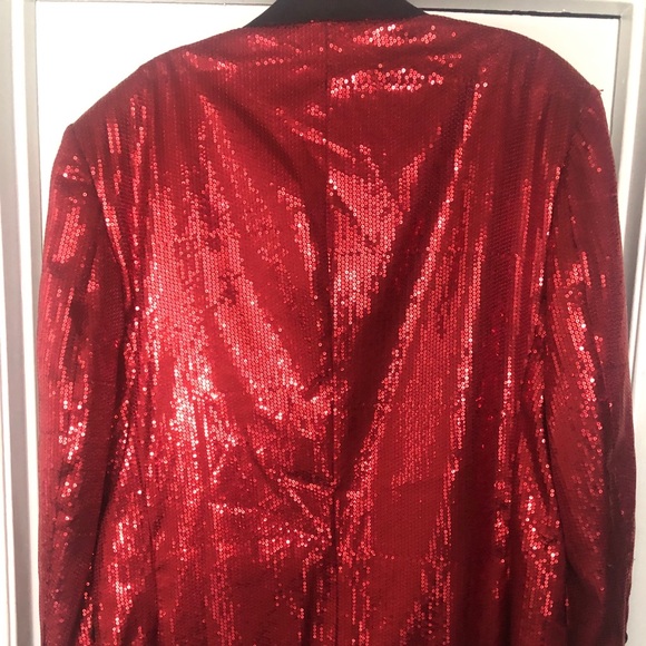 Men's PALLINI RED Metallic Slick Shinny Blazer - Picture 9 of 11